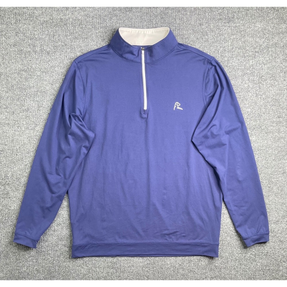 Rhoback Quarter Zip Men Large Blue Performance Pullover Golf Long Sleeve